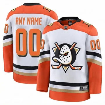Men's Anaheim Ducks White Away Premium Custom Jersey
