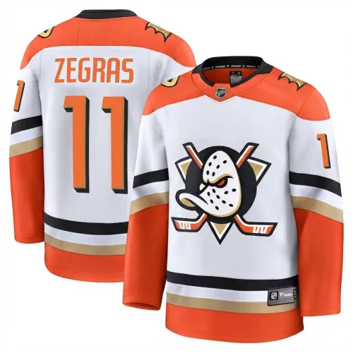 Trevor Zegras Herren-Trikot der Anaheim Ducks, weiß, Auswärtstrikot, Premium-Ausführung