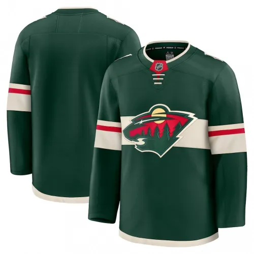 Maglia da uomo Minnesota Wild verde, modello Premium, senza numero, da casa