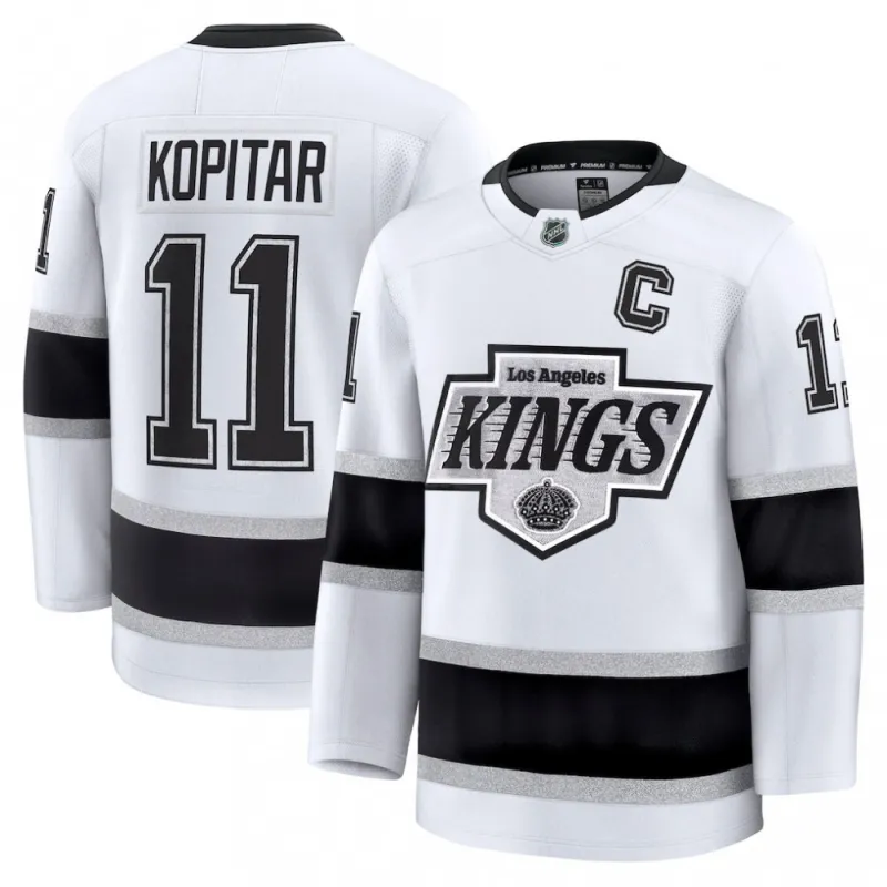 Camisola Premium Branca de Deslocamento do Anze Kopitar dos Los Angeles Kings para Homem