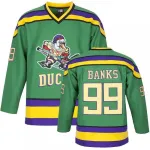 Camisa de hóquei no gelo verde do filme «Mighty Ducks», da Adam Banks, para homem