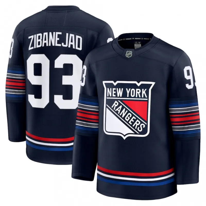 Men’s New York Rangers Mika Zibanejad Navy Alternate Premium Jersey