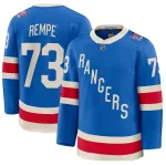 Maglia Premium blu "Centennial" da uomo dei New York Rangers con il nome di Matt Rempe