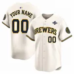 Milwaukee Brewers Nike 2026 World Series Patch Home Limited Custom Jersey - Cream