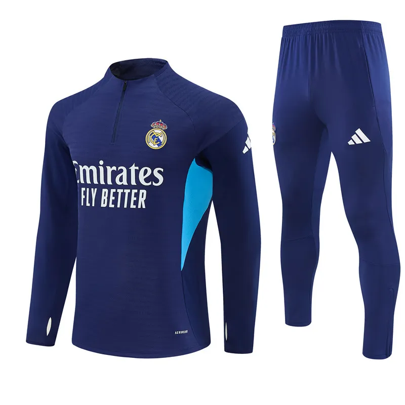 2025/26 Real Madrid Half zipper Training Suit Sapphire Blue