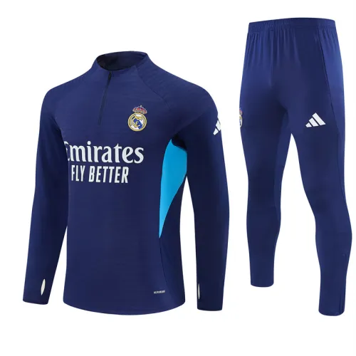 Fato de treino do Real Madrid 2025/26 com meio fecho, azul safira