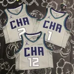 2019-20 Charlotte Hornets Gray Kelly Oubre Jr #12 Heren Jersey