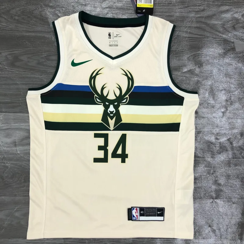 2019/20 Milwaukee Bucks White Giannis Antetokounmpo #34 Men’s Jersey