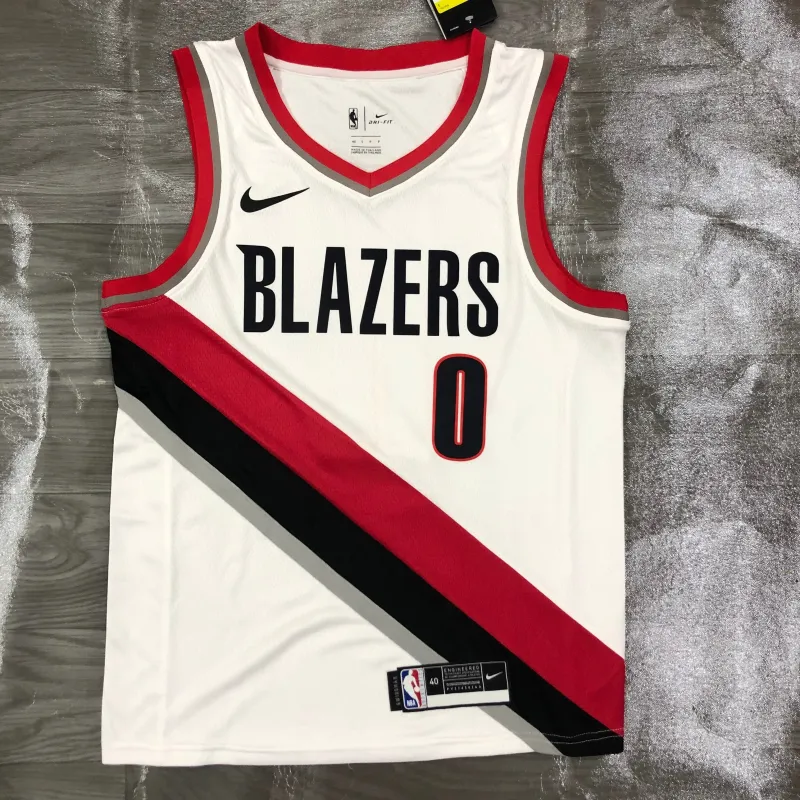 2021/22 Portland Trail Blazers Home White Damian Lillard #0 Men’s Jersey
