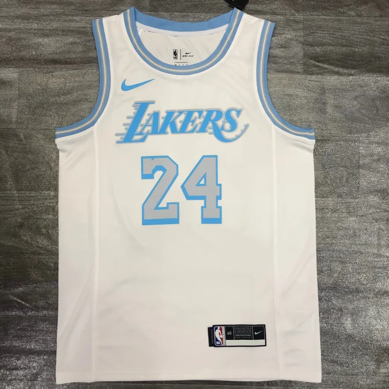 Camisa masculina retro do Los Angeles Lakers 2021/22, Kobe Bryant, #24, branca