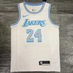 Camisa retrô Kobe Bryant #24 branca masculina do Los Angeles Lakers 2021/22 Camisa masculina retro do Los Angeles Lakers 2021/22, Kobe Bryant, #24, branca