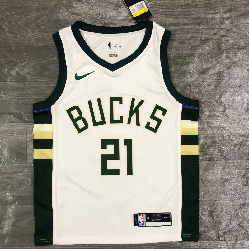 2021/22 Milwaukee Bucks Home White #21 Men’s Jersey