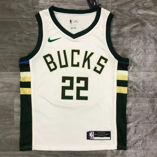2021/22 Milwaukee Bucks Thuisshirt Wit Khris Middleton #22 Herenshirt