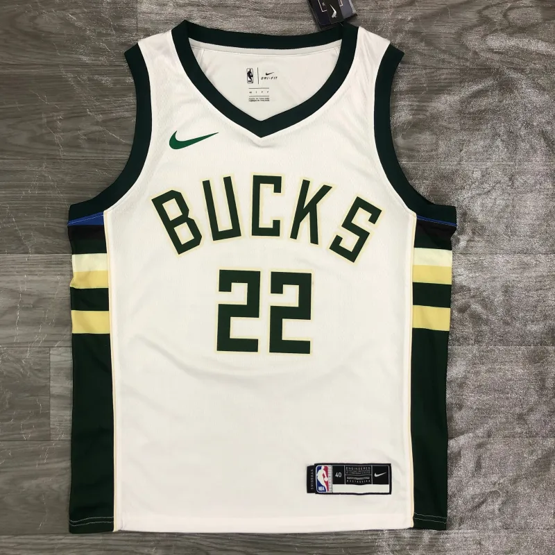 2021/22 Milwaukee Bucks Home White Khris Middleton #22 Men’s Jersey