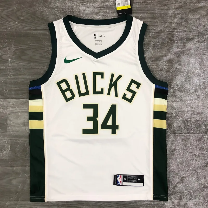 2021/22 Milwaukee Bucks Home White Giannis Antetokounmpo #34 Men’s Jersey