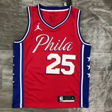 Maillot rouge #25 pour homme des Philadelphia 76ers, saison 2021/22