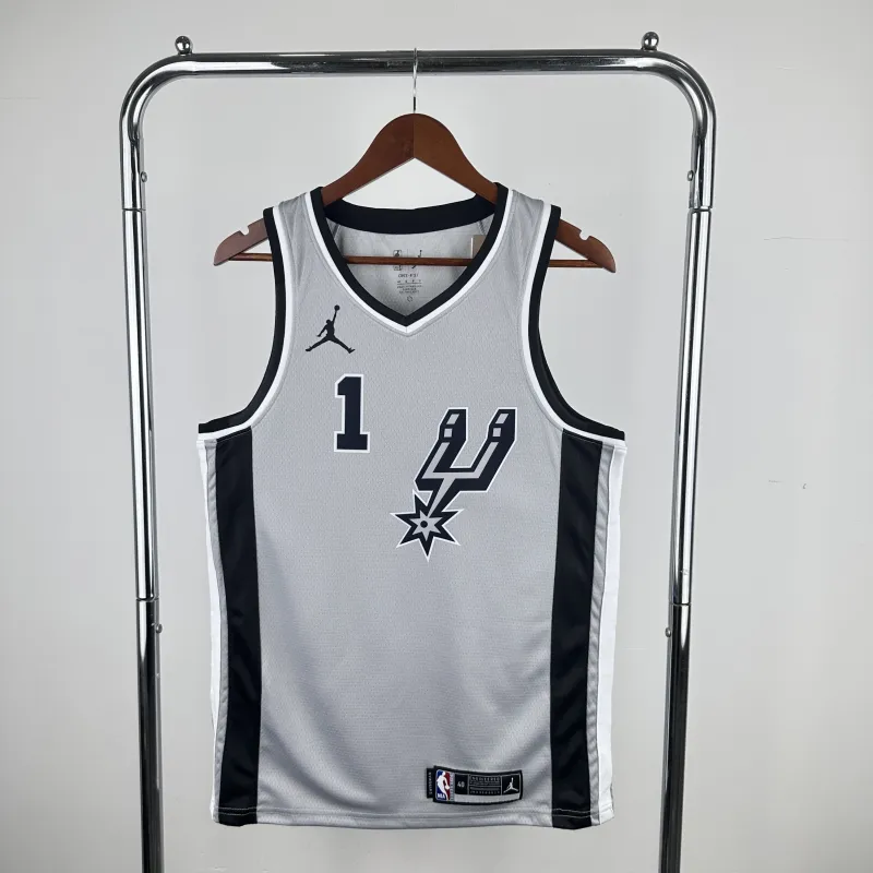 2021/22 San Antonio Spurs Jordan Edition Gray Victor Wembanyama #1 Jersey | NBA Swingman Jersey