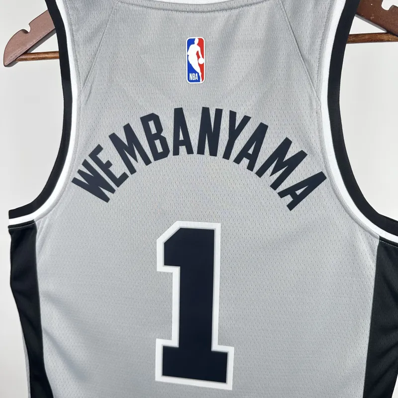 2021/22 San Antonio Spurs Jordan Edition Gray Victor Wembanyama #1 Jersey | NBA Swingman Jersey