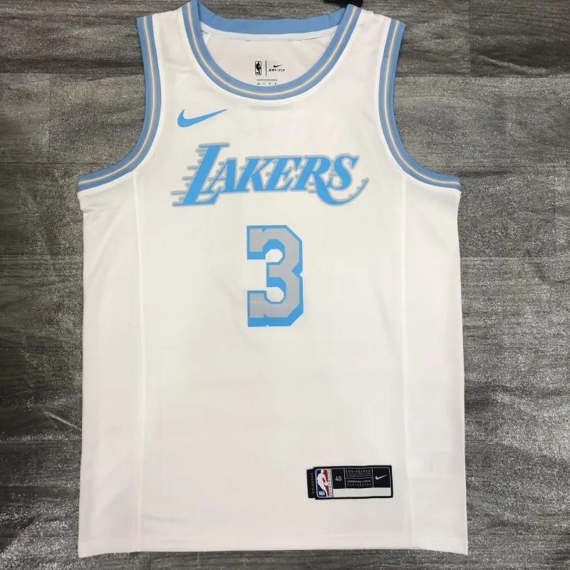 2021/22 Los Angeles Lakers Retro Anthony Davis #3 Camisola branca para homem