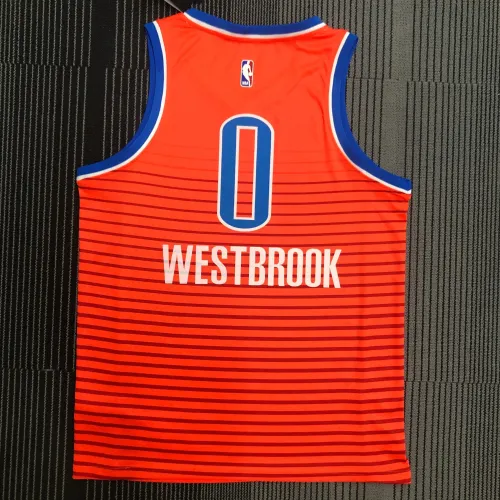 2021-22 Oklahoma City Thunder Orange Russell Westbrook #0 Men’s Jersey