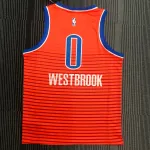 Camisa masculina do Oklahoma City Thunder 2021-22, cor laranja, com o nome de Russell Westbrook (#0)
