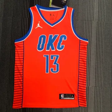 Camisa masculina do Oklahoma City Thunder 2021-22, cor laranja, Paul George, #13
