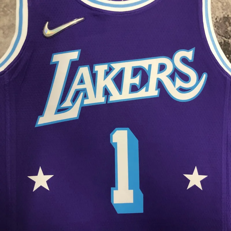 2022/23 Los Angeles Lakers City Edition D'Angelo Russell #1 Camisola para homem