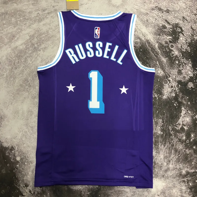 2022/23 Los Angeles Lakers City Edition D'Angelo Russell #1 Camisola para homem