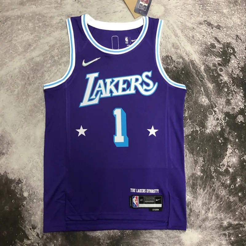 2022/23 Los Angeles Lakers City Edition D'Angelo Russell #1 Camisola para homem