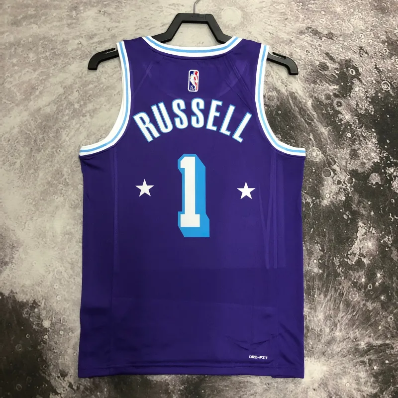 2022/23 Los Angeles Lakers City Edition D'Angelo Russell #1 Camisola para homem