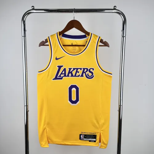 Camisa amarela masculina do Russell Westbrook, Los Angeles Lakers, temporada 2023/24 (#0).