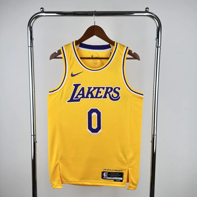 2023/24 Los Angeles Lakers Russell Westbrook #0 Yellow Men’s Jersey