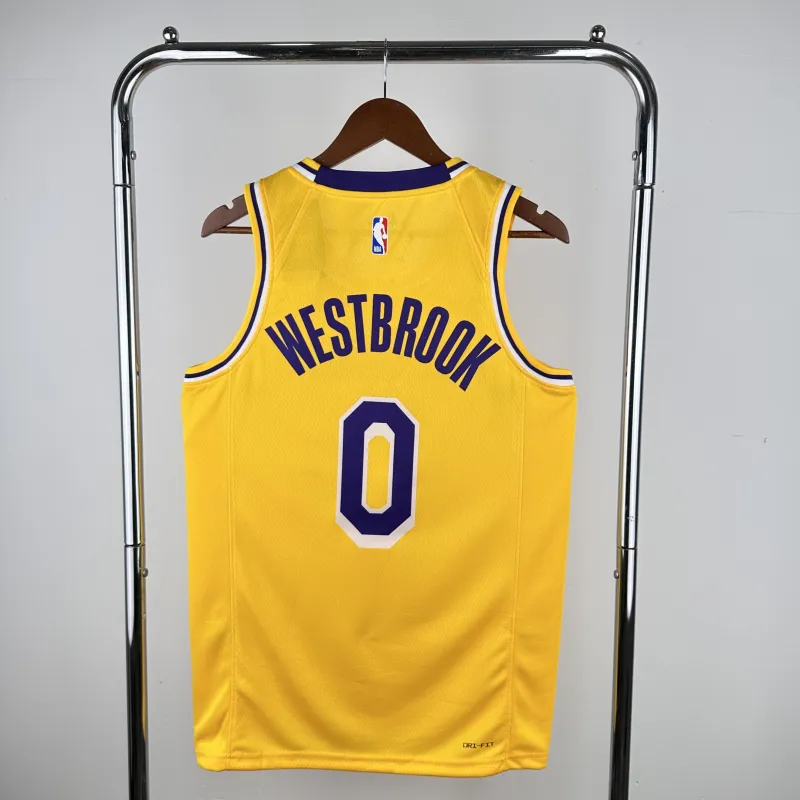 2023/24 Los Angeles Lakers Russell Westbrook #0 Yellow Men’s Jersey