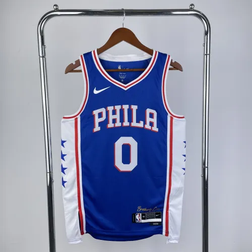 2023/24 Philadelphia 76ers Blue Tyrese Maxey #0 Men's Jersey