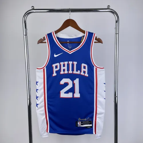 2023/24 Philadelphia 76ers Maglia da uomo blu Joel Embiid #21