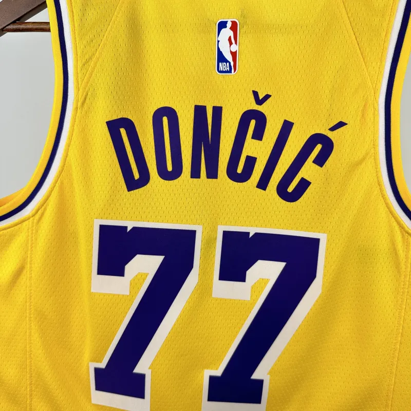 2023/24 Los Angeles Lakers Luka Doncic #77 Yellow Men’s Jersey