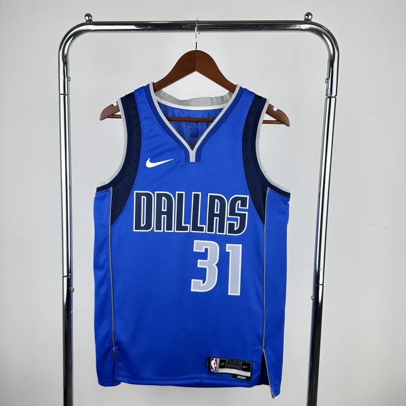 Camisa masculina azul de visitante do Dallas Mavericks 2023/24, modelo #31, de Klay Thompson.
