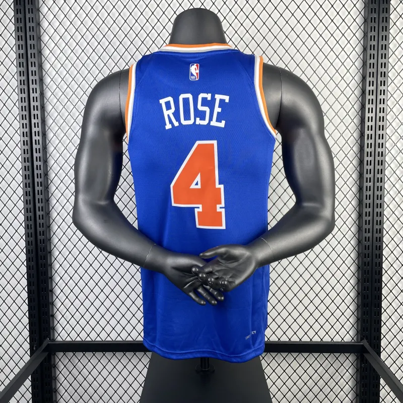 2023/24 New York Knicks Away Blue Derrick Rose #4 Jersey | NBA Swingman Jersey