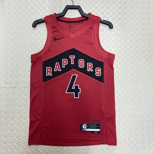Camisa vermelha de visitante do Toronto Raptors 2023/24, modelo Scottie Barnes #4 | Camisa Swingman da NBA