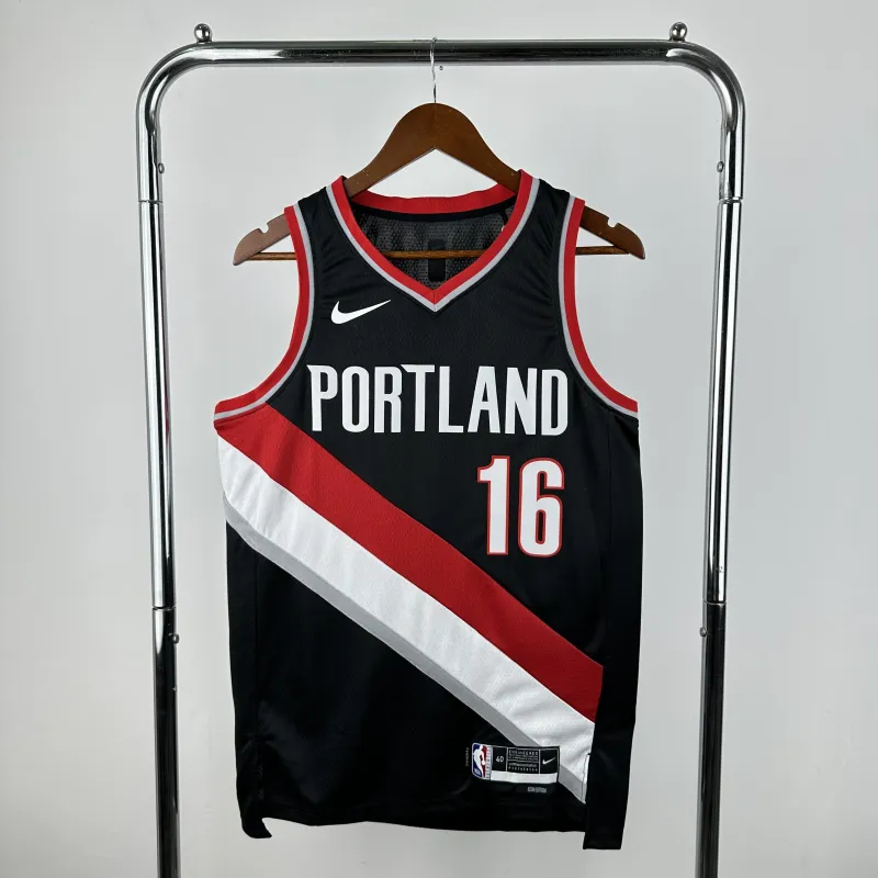 2023/24 Portland Trail Blazers Black Donovan Clingan #16 Jersey | NBA Swingman Jersey