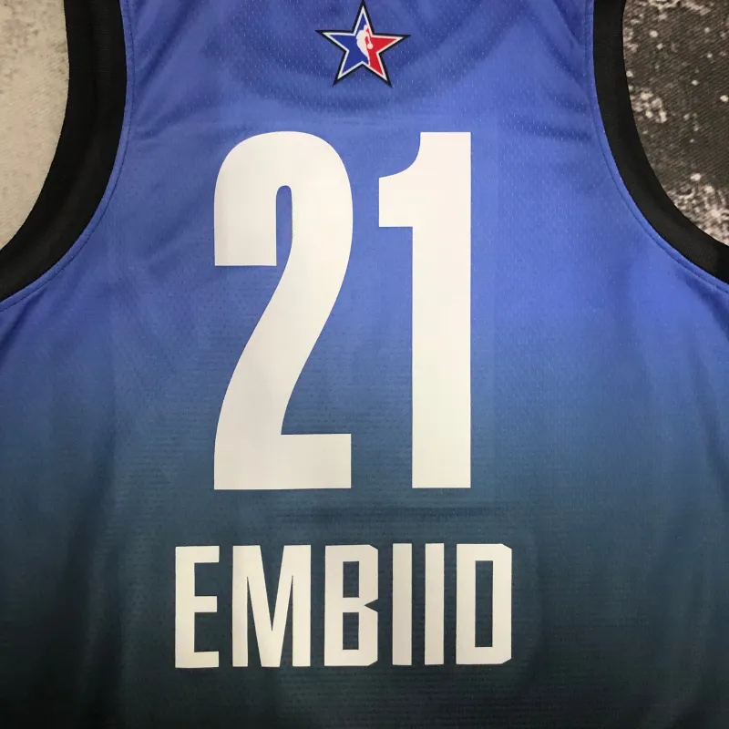 2023/24 Philadelphia 76ers Camiseta All-Star Azul Joel Embiid #21 Hombre