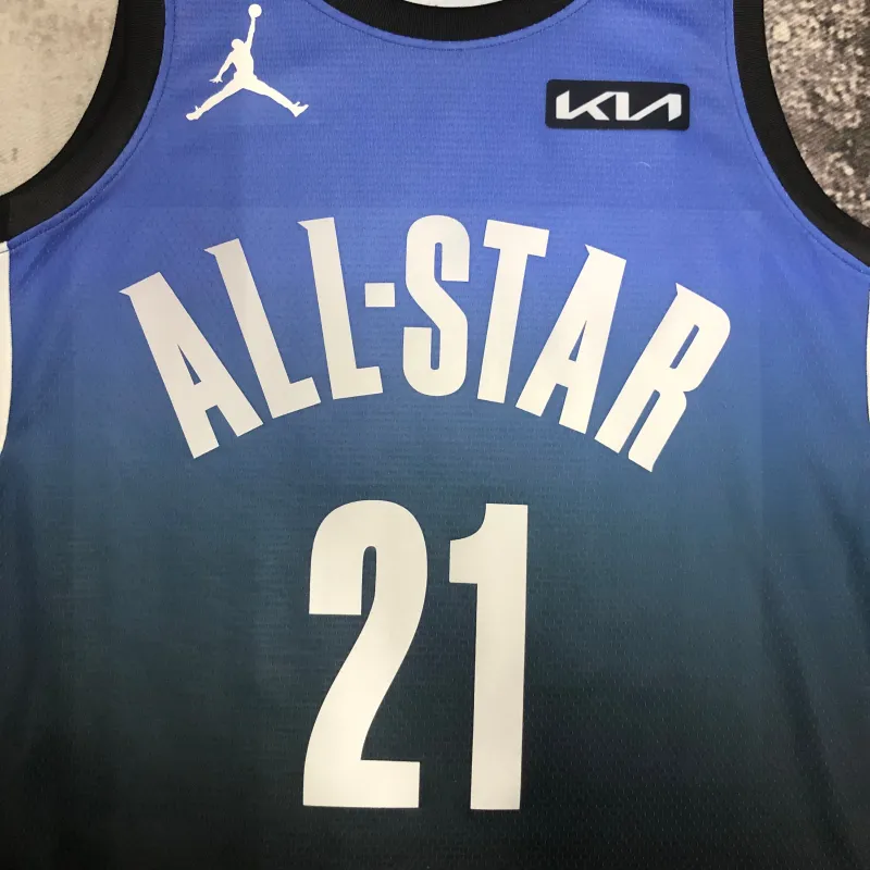 2023/24 Philadelphia 76ers Camiseta All-Star Azul Joel Embiid #21 Hombre