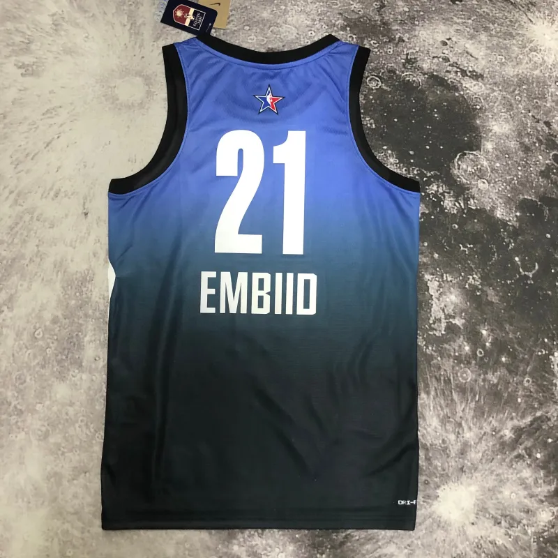 2023/24 Philadelphia 76ers Camiseta All-Star Azul Joel Embiid #21 Hombre