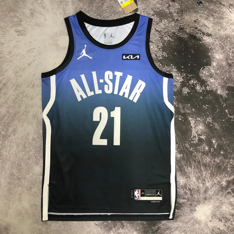 2023/24 Philadelphia 76ers Camiseta All-Star Azul Joel Embiid #21 Hombre