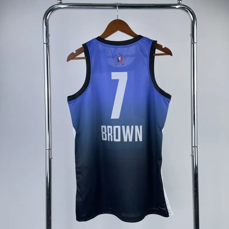 Camisa masculina azul do All-Star Jaylen Brown do Boston Celtics 2023/24, número #7.