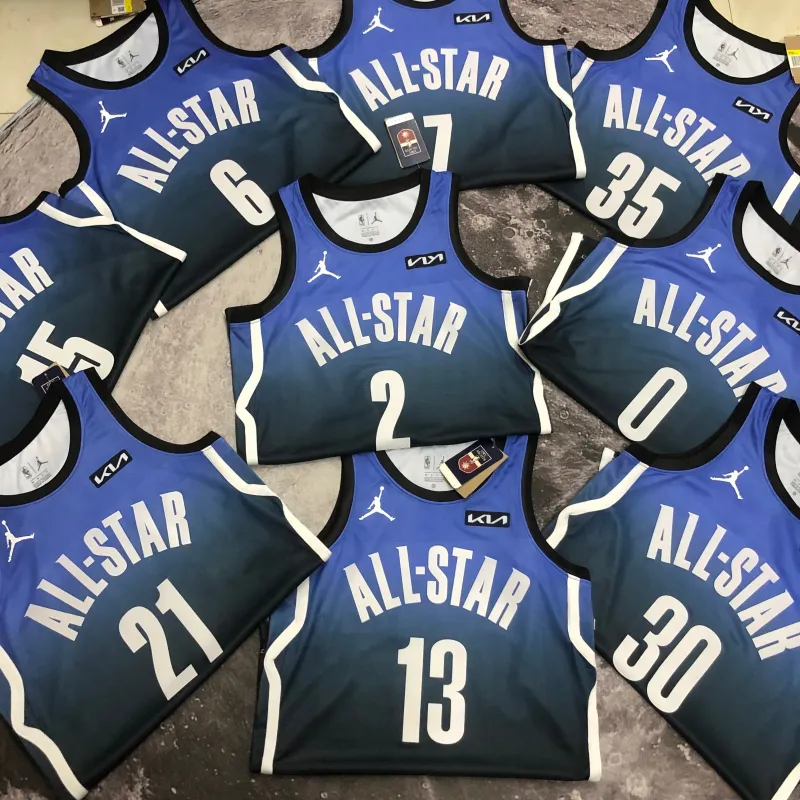 Camisa masculina azul do All-Star Jaylen Brown do Boston Celtics 2023/24, número #7.