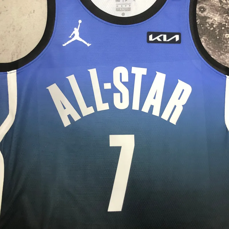 Camisa masculina azul do All-Star Jaylen Brown do Boston Celtics 2023/24, número #7.
