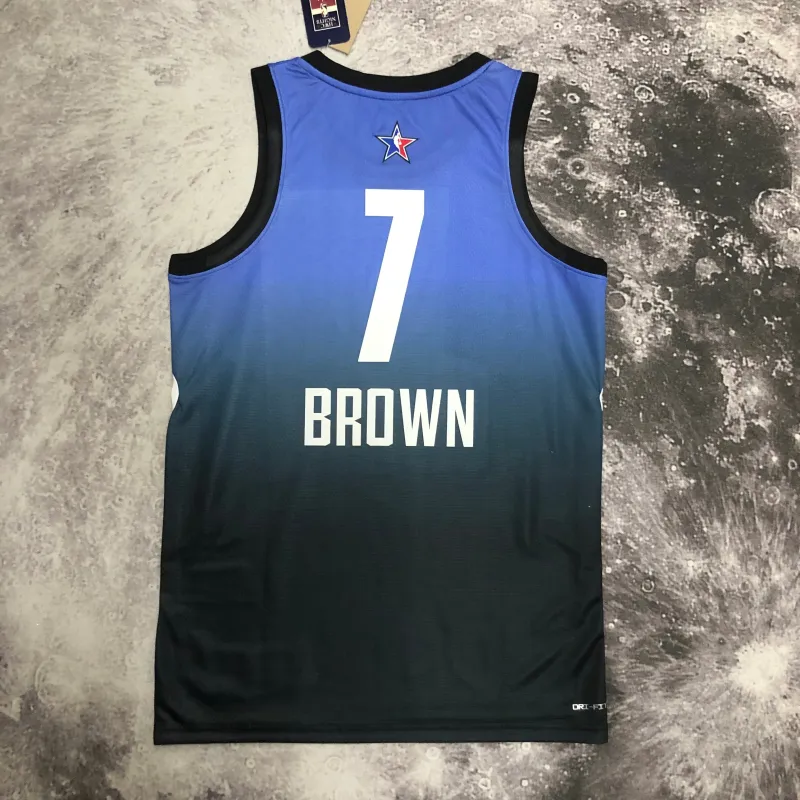 Camisa masculina azul do All-Star Jaylen Brown do Boston Celtics 2023/24, número #7.