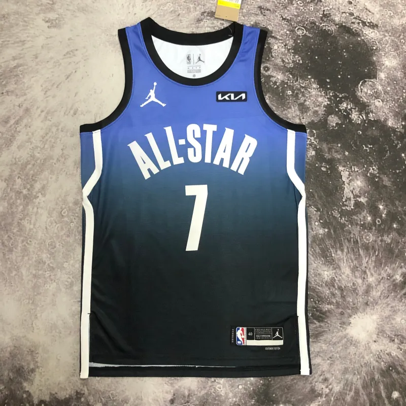Camisa masculina azul do All-Star Jaylen Brown do Boston Celtics 2023/24, número #7.