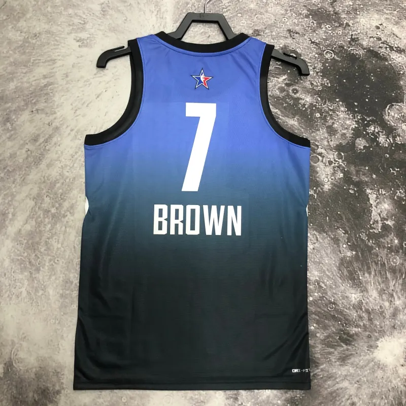 Camisa masculina azul do All-Star Jaylen Brown do Boston Celtics 2023/24, número #7.